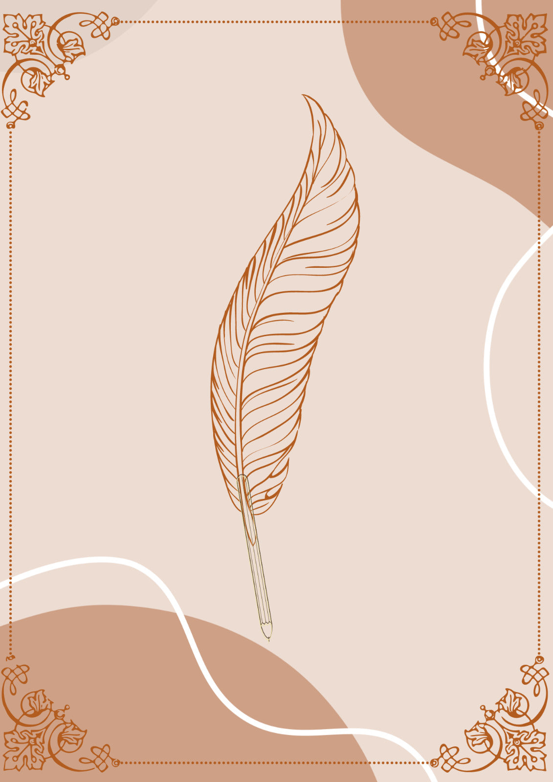 Plume d'oie montée sur un stylo doré (hors coffret)
